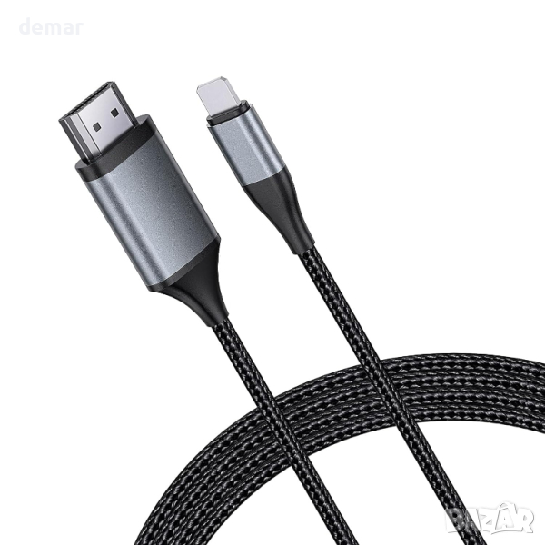 dibdib HDMI кабел за iPhone,1080P, съвместим с iphone 14 13 12 11 SE XS XR X 8 7 /iPad, 2M, снимка 1