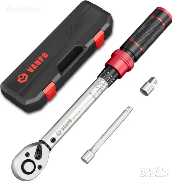 Динамометричен ключ Vanpo 3-25 Nm, ±3% точност, 72 зъба, 1/4 инча, адаптер 3/8 инча, снимка 1