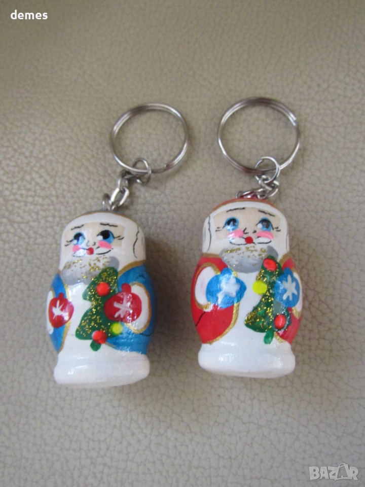 Сет ключодържатели-матрьошка от Русия-Дядо Мраз, 2 броя, снимка 1