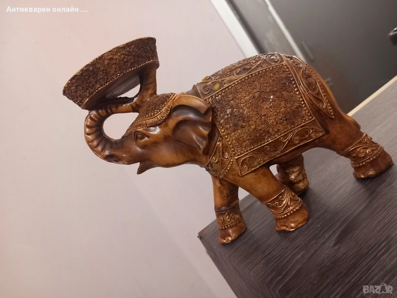 Индийски слон - СВЕЩНИК, богато декориран | естествена смола, снимка 1