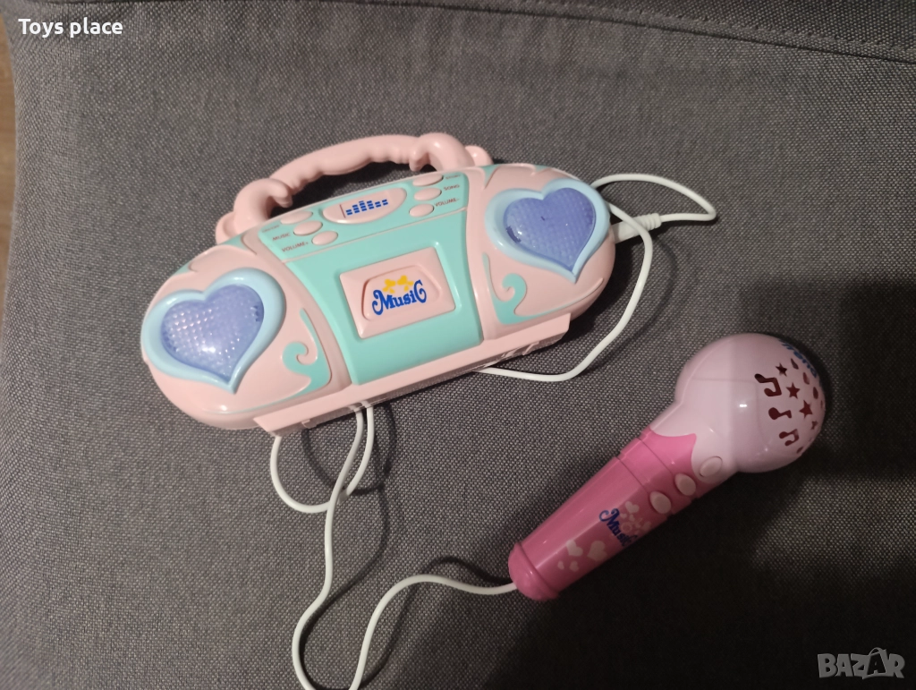 Касетофон с микрофон и слушалки, караоке , снимка 1