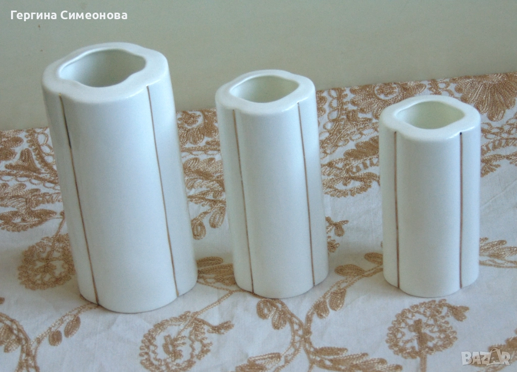 Три вази български костен порцелан, снимка 1