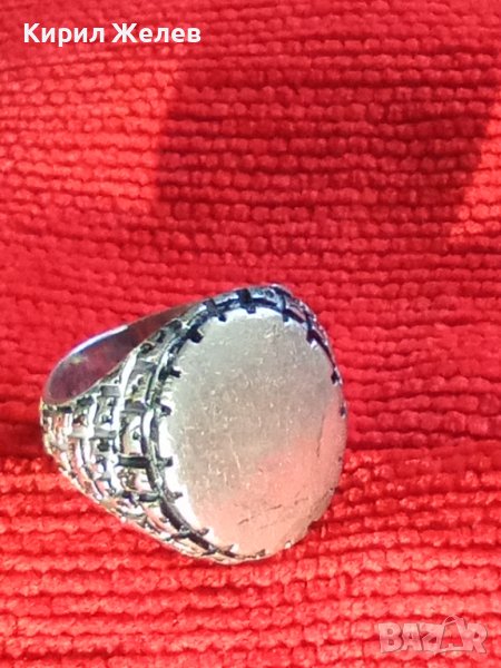 МАЙСТОРСКИ МАСИВЕН РЕТРО СРЕБЪРЕН АРТ ДЕКО ПРЪСТЕН ЛАКИРАНО СРЕБРО 925 СТИЛНО ОРНАМЕНТИРАН 28744, снимка 1