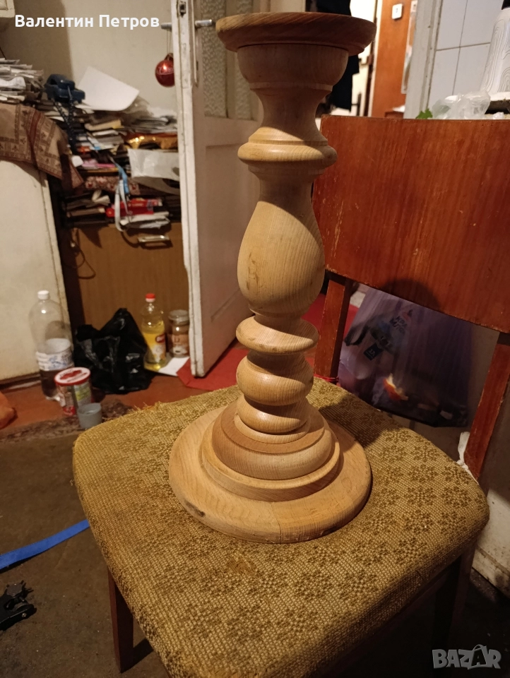 огромен дървен свещник, снимка 1