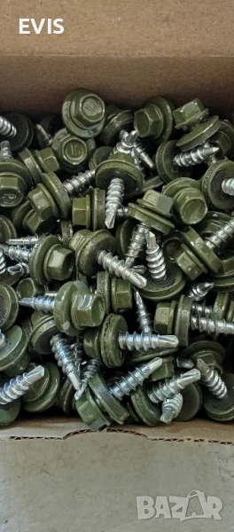 Самопробивни винтове за ламарина с метална шайба с EPDM уплътнение 4.8x20 мм – 100 бр., снимка 1