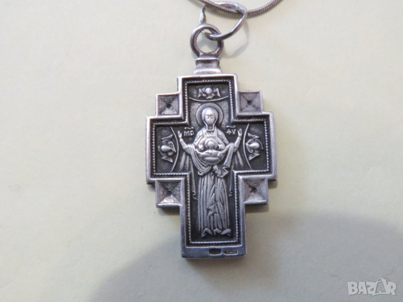 Старинен кован  православен кръст разпятие Исус Христос Света Богородица, Дева Мария Кръщене, снимка 1