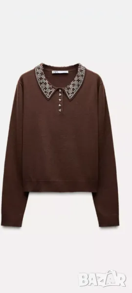 Дамска блуза с апликация от камъни, снимка 1