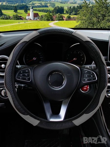 Кожен калъф за волан сив, снимка 1