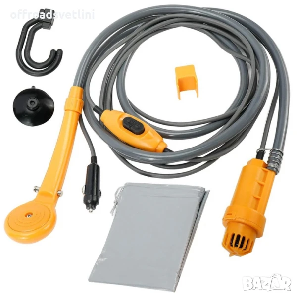 Преносим къмпинг душ с помпа – 12V за автомобил и външна употреба, снимка 1