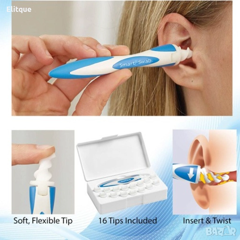 Smart Swab – тампон за почистване на уши с 16 резервни глави TV21, снимка 1