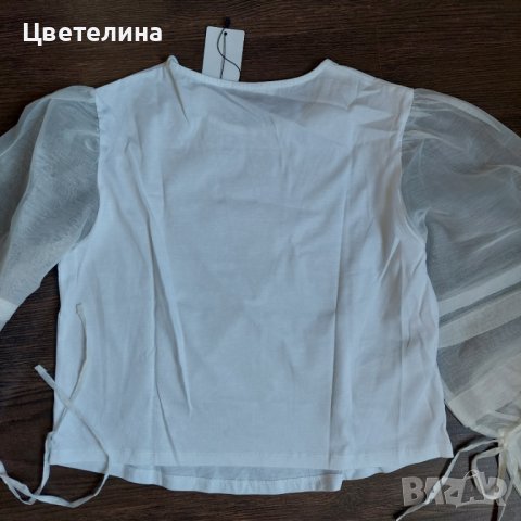 Бяла блуза Mango, размер S, снимка 2 - Блузи с дълъг ръкав и пуловери - 41910846