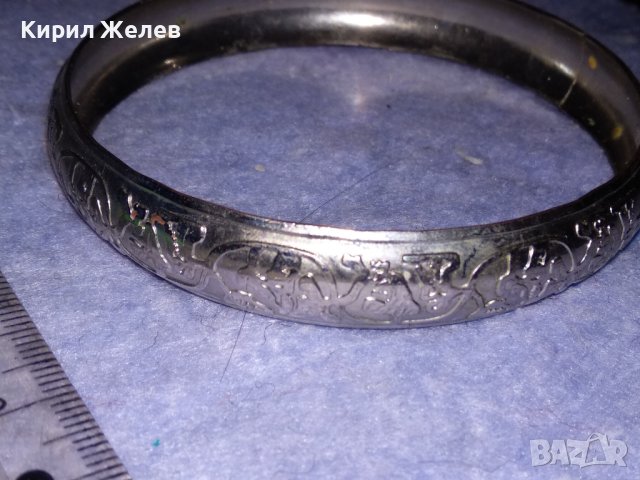 СРЕБРИСТА КРАСИВО ОРНАМЕНТИРАНА СТОМАНЕНА ВИНТИДЖ - АРТ СТИЛ ГРИВНА 38008, снимка 4 - Гривни - 40833097