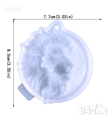Лъв Лъвска глава кръгъл силиконов молд форма фондан гипс шоколад висулка декор украса, снимка 5 - Форми - 44751571