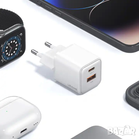 Бързо зарядно USAMS US-CC189 PD30W, снимка 4 - Оригинални зарядни - 44514326