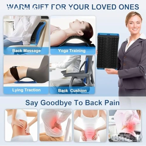 Нов Регулируем разпъвач за гръбнак 3 нива + акупунктурен масаж стойка разтягане декомпресия, снимка 4 - Други - 53665712