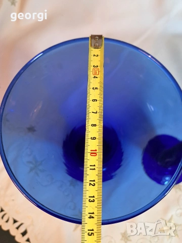 синя стъклена ваза кобалт 32/6, снимка 7 - Вази - 53254670