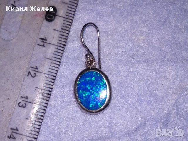 СКЪПОЦЕННА СРЕБЪРНА АРТ НУВО СТИЛ АНГЛИЙСКА ОБЕЦА СРЕБРО 925 с ПРЕКРАСЕН ШЛИФОВАН ОПАЛ 38691, снимка 11 - Обеци - 41730336