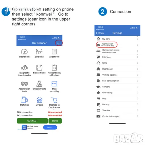 KONNWEI KW906 Bluetooth 5.0 OBD2 Скенер за диагностика на автомобили - Android/iOS, снимка 10 - Аксесоари и консумативи - 47751851