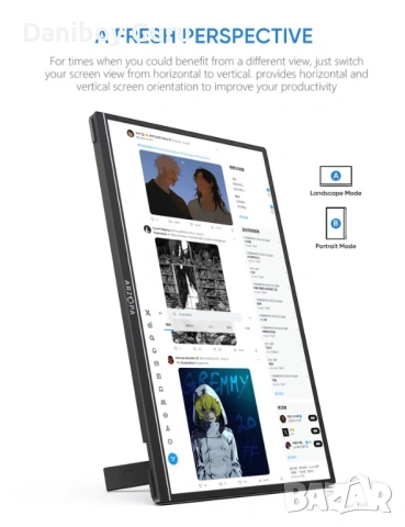 Преносим монитор Arzopa A1S 14", 1920x1080 пиксела, USB-C, снимка 6 - Монитори - 53378990