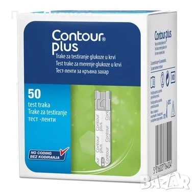 Ленти за кръвна захар Contour plus (Глюкомер Контур Плюс) - 50 теста, снимка 1