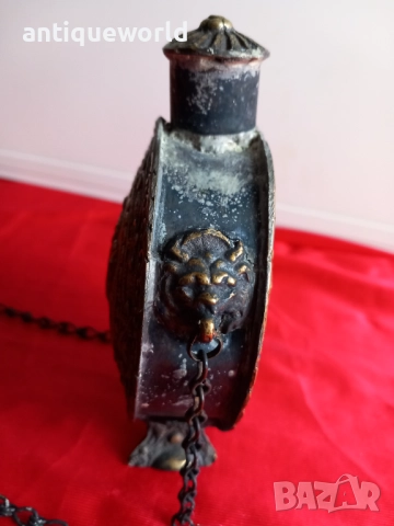 19Век Стара Бронзова Барутница,Барутник Свети Георги , снимка 3 - Антикварни и старинни предмети - 52569432