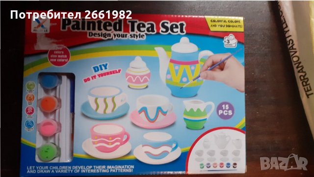 Чистов нов детски порцеланов чаен сервиз за оцветяване - НОВ!