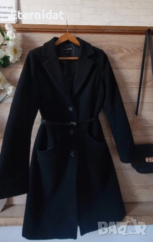 Черно палто вълна , снимка 5 - Палта, манта - 51752212