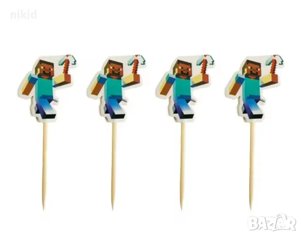 10 бр Майнкрафт Minecraft човече картонени топери за торта мъфини кексчета