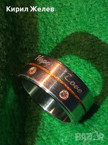 ВЯРА НАДЕЖДА ЛЮБОВ МАРКОВ ПРЪСТЕН БЛАГОРОДНА СТОМАНА ИНКРУСТИРАНИ СКЪПИ КАМЪНИ ФАСЕТИРАНИ 19625