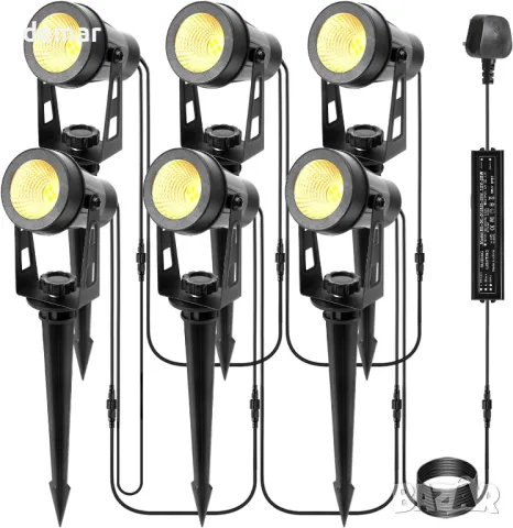 Градински светлини ECOWHO 21 метра, 6 броя * 3W, 12V LED външни прожектори, IP65