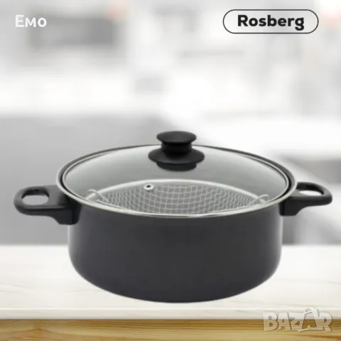 Тенджера с кошница Rosberg  R51213A, 24см., въглеродна  стомана, снимка 6 - Съдове за готвене - 47719041