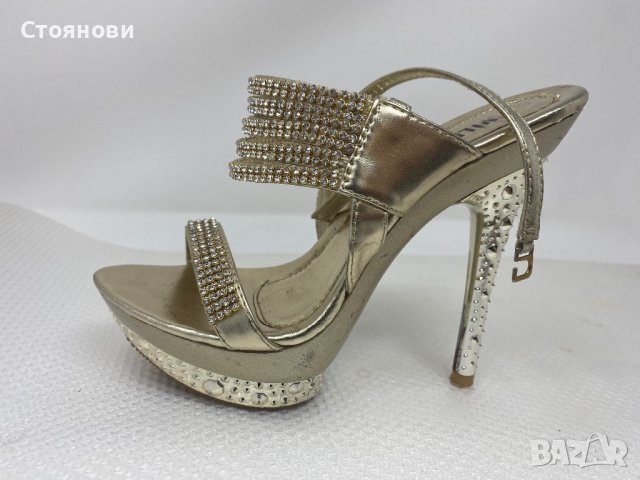 Летни Сандали с камъчета и висок ток , снимка 2 - Дамски обувки на ток - 41834768