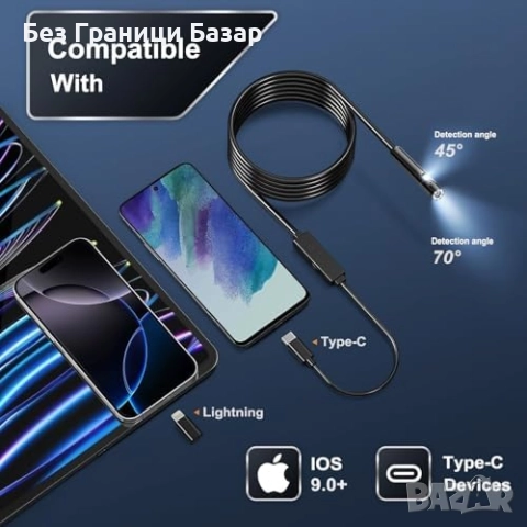 Нова Инспекционна камера 1080p с двоен обектив, IP67, 5 м сонда Бороскоп Ендоскоп Инспекция, снимка 6 - Други стоки за дома - 52497843