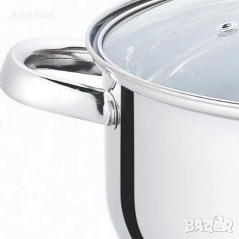 Тенджера от неръждаема стомана Cheffinger с индукционно дъно и стъклен капак, снимка 5 - Съдове за готвене - 53454895