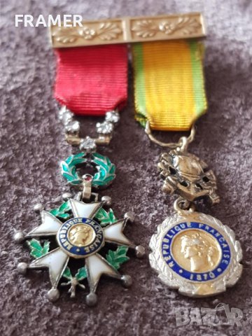 Златна 18 карата МИНИАТУРА с ДИАМАНТИ ордени Легиона и военен 1870 злато, снимка 5 - Антикварни и старинни предмети - 41344039