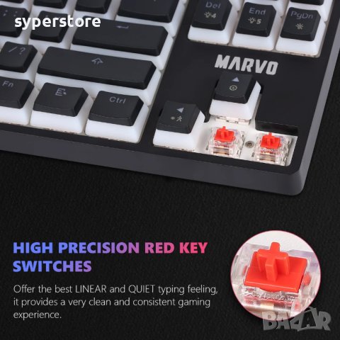 Клавиатура Геймърска USB Marvo KG946 Черна Rainbow Подсветка Anti-Ghosting  , снимка 3 - Клавиатури и мишки - 40796039