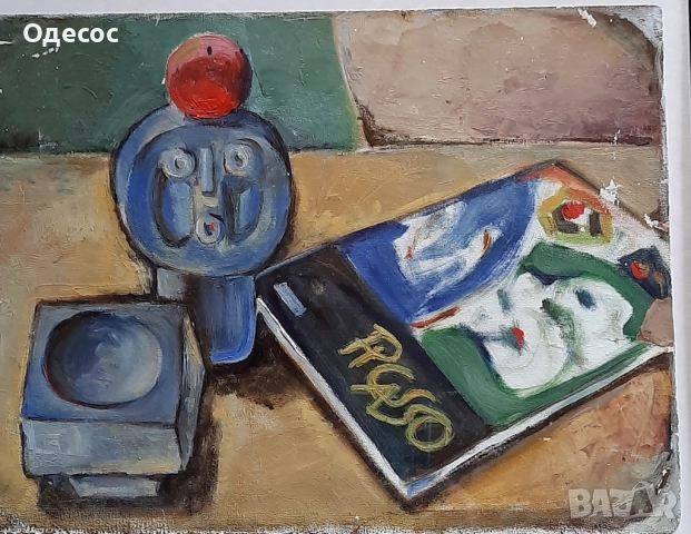 Стара  българска картина масло на картон , снимка 6 - Антикварни и старинни предмети - 51633021