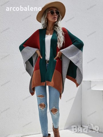 Дамска широка модна жилетка с цветни блокове, 2цвята - 023, снимка 10 - Жилетки - 41799133