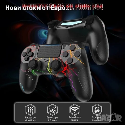 контролер за PS4,RGB безж контролер Pro контролер с LED светлина,3.5 мм аудио жак,двойна вибрация, снимка 4 - Аксесоари - 50988424