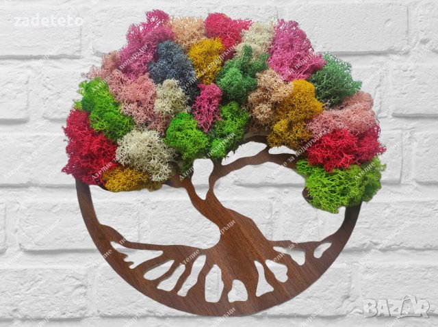 Пано Дървото на живота със пъстри цветове скандинавски мъх, снимка 1 - Декорация за дома - 41317022