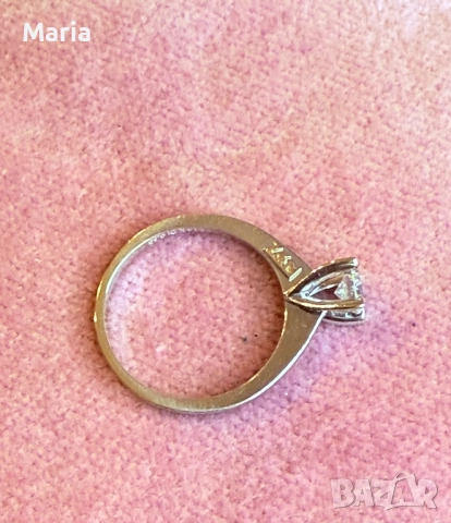 Дамски пръстен бяло злато и диамант, снимка 7 - Пръстени - 52470770