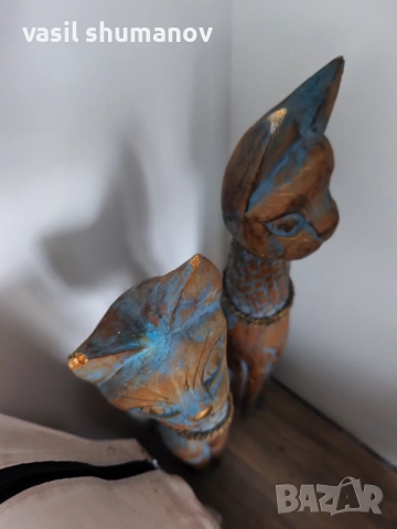 Две дървени старинни котки 80см, снимка 3 - Декорация за дома - 53476970