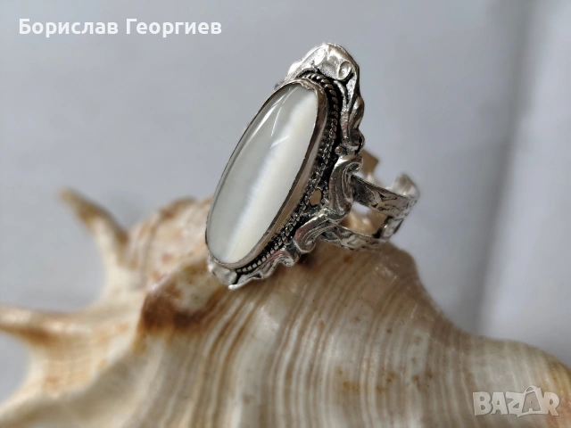 Сребърен пръстен 925 със седеф, снимка 2 - Пръстени - 53590971