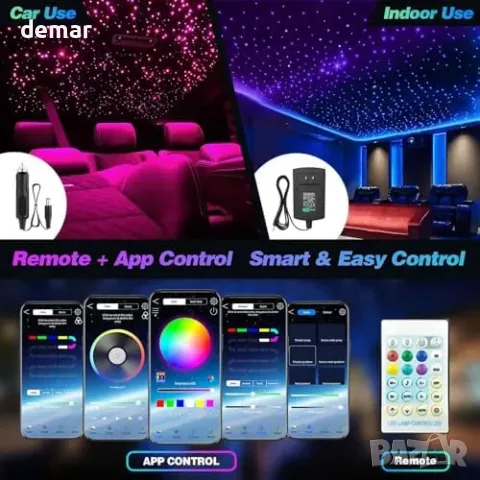 VASTFIRE Starlight Headliner Kit 500 бр. оптични фибри за таван – RGBW LED, APP/Remote/Music Sync, снимка 5 - Аксесоари и консумативи - 55850043