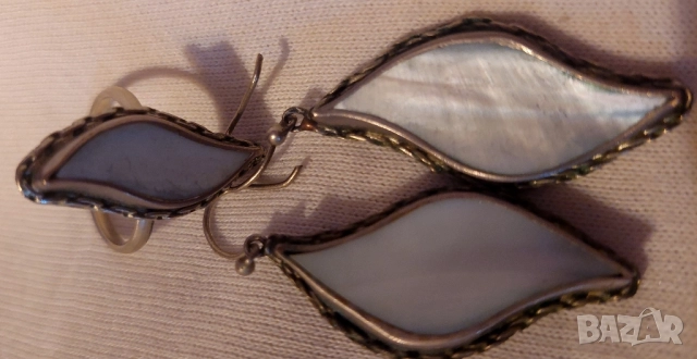 сребърни обеци със седеф , снимка 5 - Обеци - 51659987