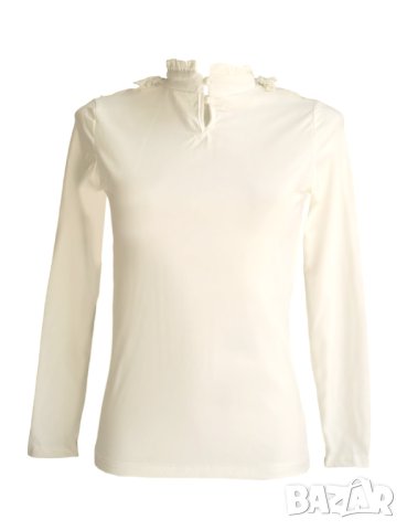 Дамска блуза в цвят екрю с ефектна дантела S/M, снимка 3 - Блузи с дълъг ръкав и пуловери - 42594651