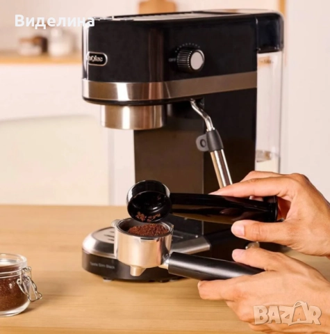 Машина за еспресо Solac Taste Slim Black CE4510 (С дефект отзад на резервоара  за водата и по кашона, снимка 4 - Кафемашини - 52010395