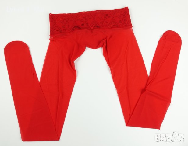 XS нов червен безшевен дамски чорапогащник с ниска талия, снимка 4 - Бельо - 44406978
