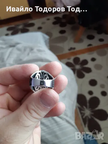 Бутиков сребърен пръстен ръчна изработка с голям аквамарин, снимка 5 - Пръстени - 48031132