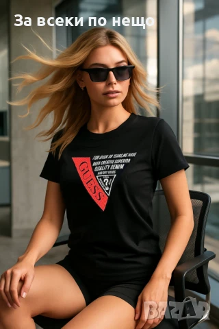 Guess Дамска Черна Тениска👚Дамска Блуза С Къс Ръкав Гес Код LFS560, снимка 3 - Тениски - 50755177